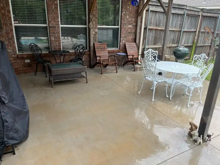 Freshly cleaned backyard patio